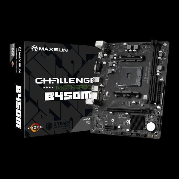MAXSUN MS-Challenger B450M Motherboard - 5 Phase Power Supply, Full Speed M.2, NVMe/SATA Support