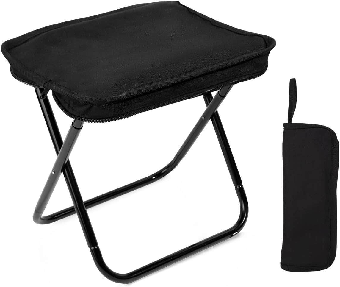 Compact High Back Folding Outdoor Chair, Lightweight Aluminum Alloy Frame - Black