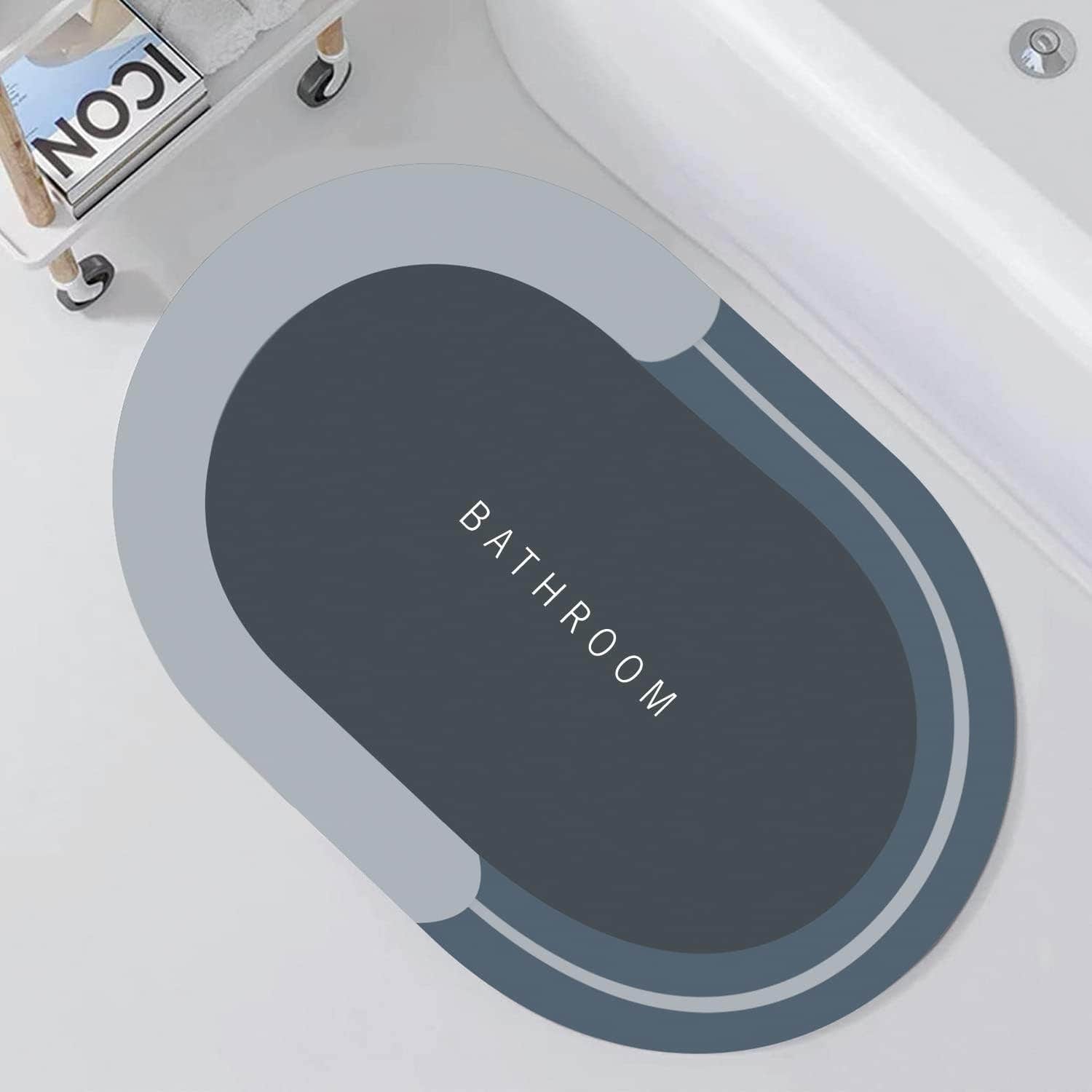 Wearslim Premium Non-Slip Blue Bathroom Mat - Quick Drying, Absorbent, Rubber Backed - 40x60cm