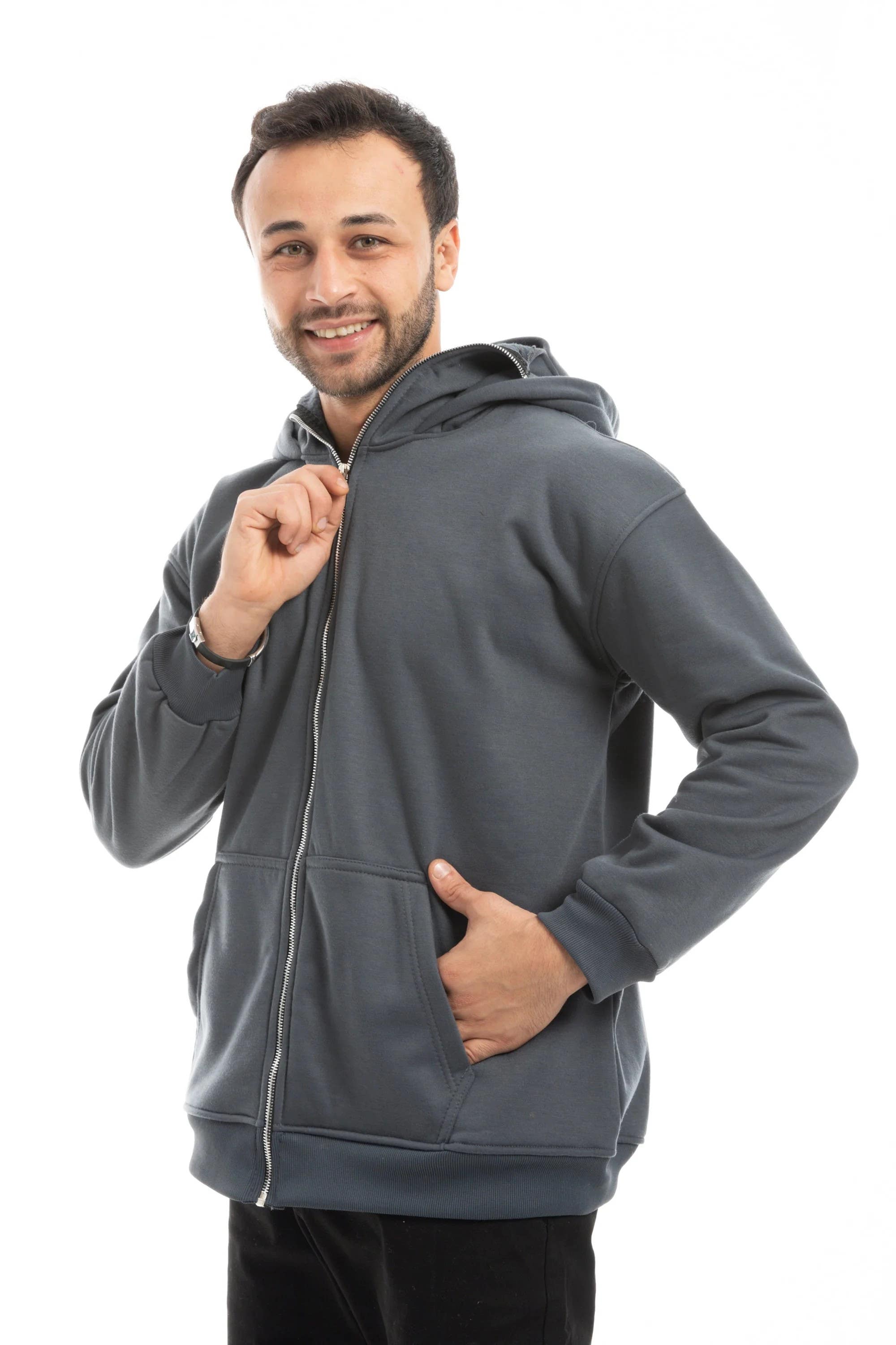 Men's cotton sweatshirt with zipper on front