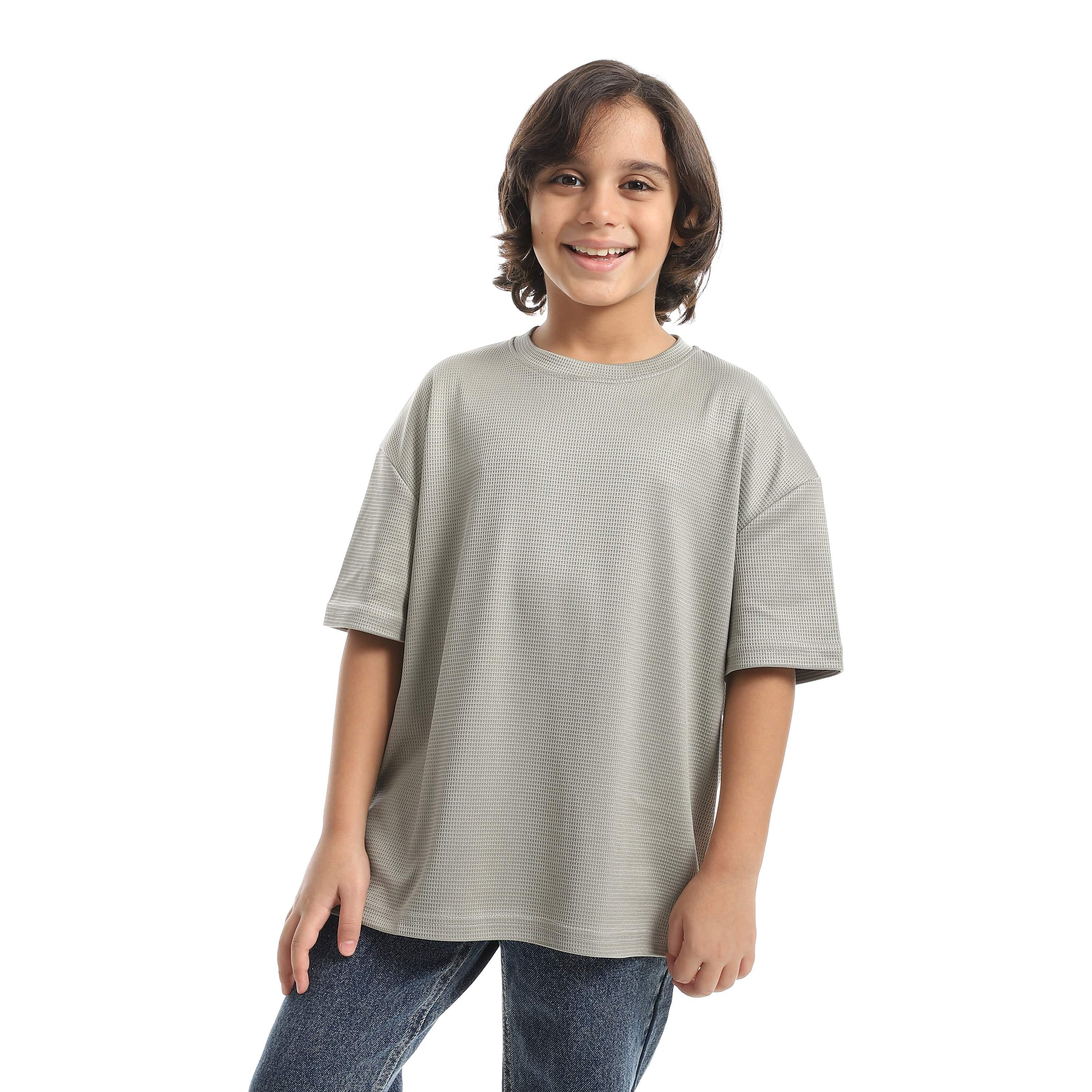 CAESAR Boys' Biscuit Fabric Round Neck T-Shirt - Grey