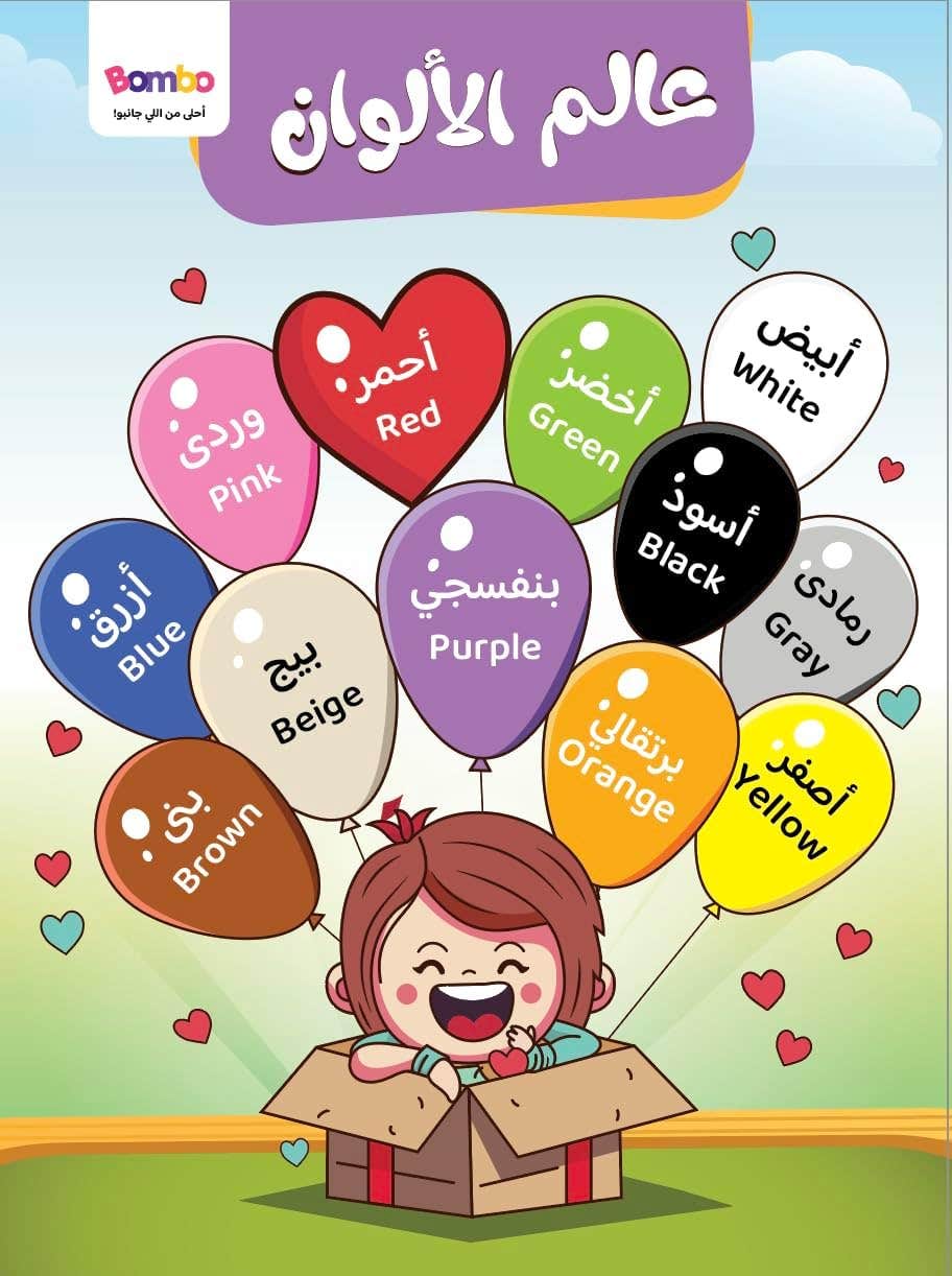 BOMBO - Educational Color Poster with Educational Drawings, Write and Erase Waterproof Double Sided Size 43x32cm