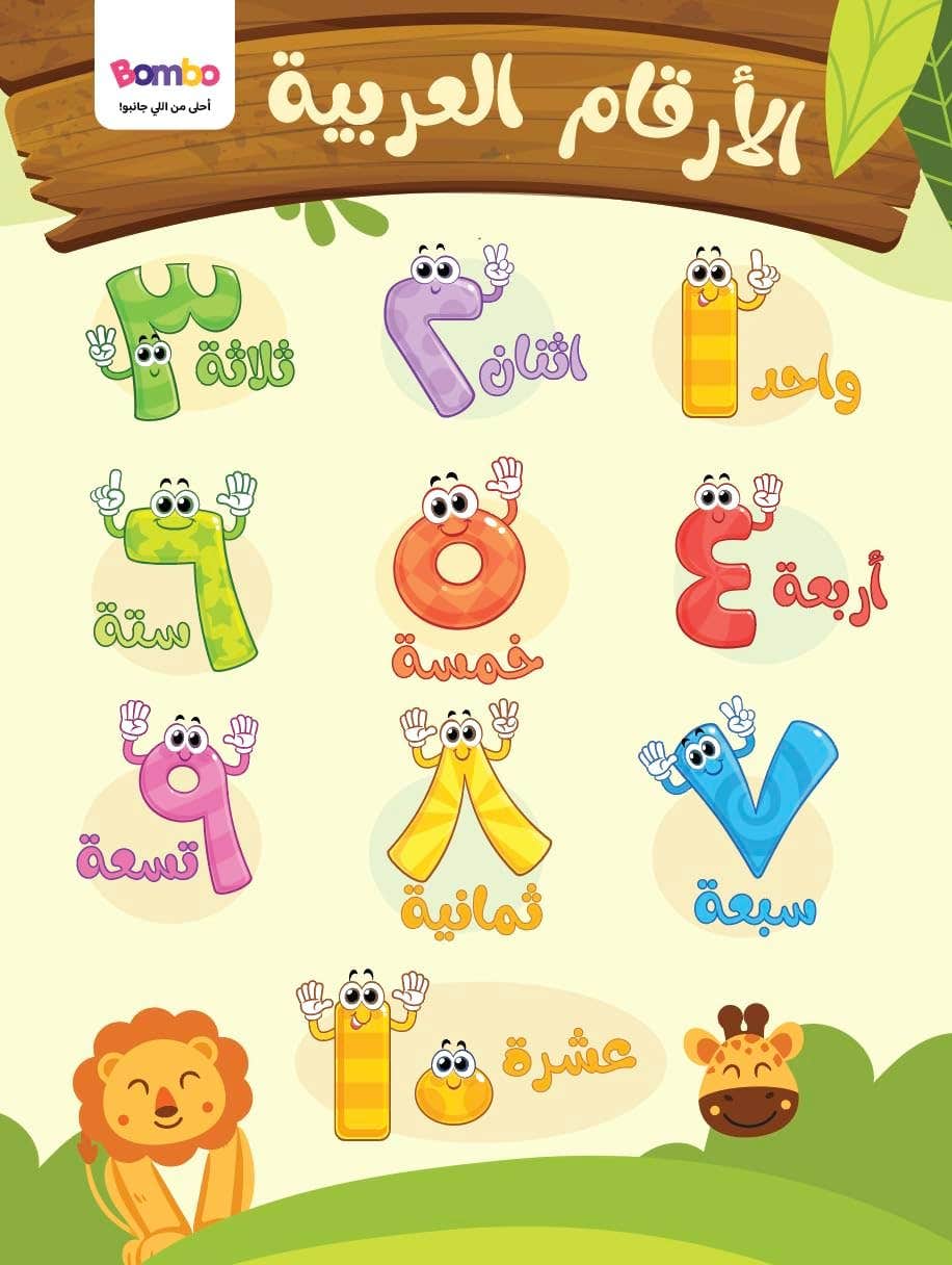 Bombo Arabic Numerals Educational Poster Printed Educational Aids for Study Use Writable Erasable Waterproof 32x43cm