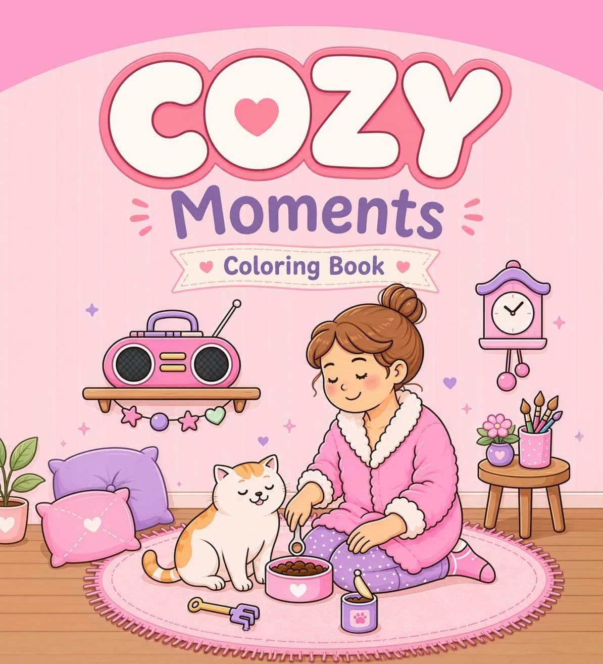 Bombo Book Cozy Moments - Cute and Comfortable Coloring Book Lite | 20 Coloring Pages, Protective Plastic Divider, Protection from Color Leaking, Comfortable and Beautiful Graphics, for Kids