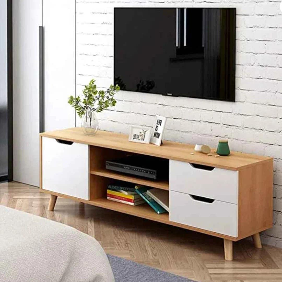 TV Table | White & Wooden | 150 x 40 x 40 | TV47