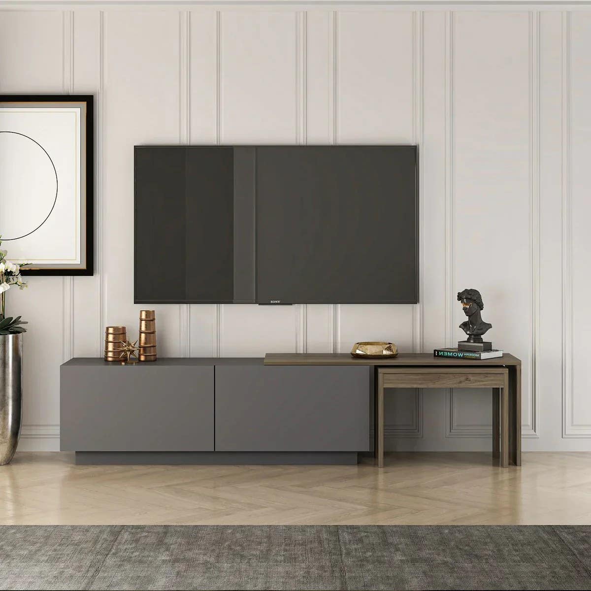 TV Table | Grey & Wooden | 160 x 40 x 40 | TV105