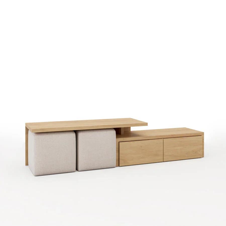 TV Table | White & Wooden | 200 x 40 x 40 | TV100