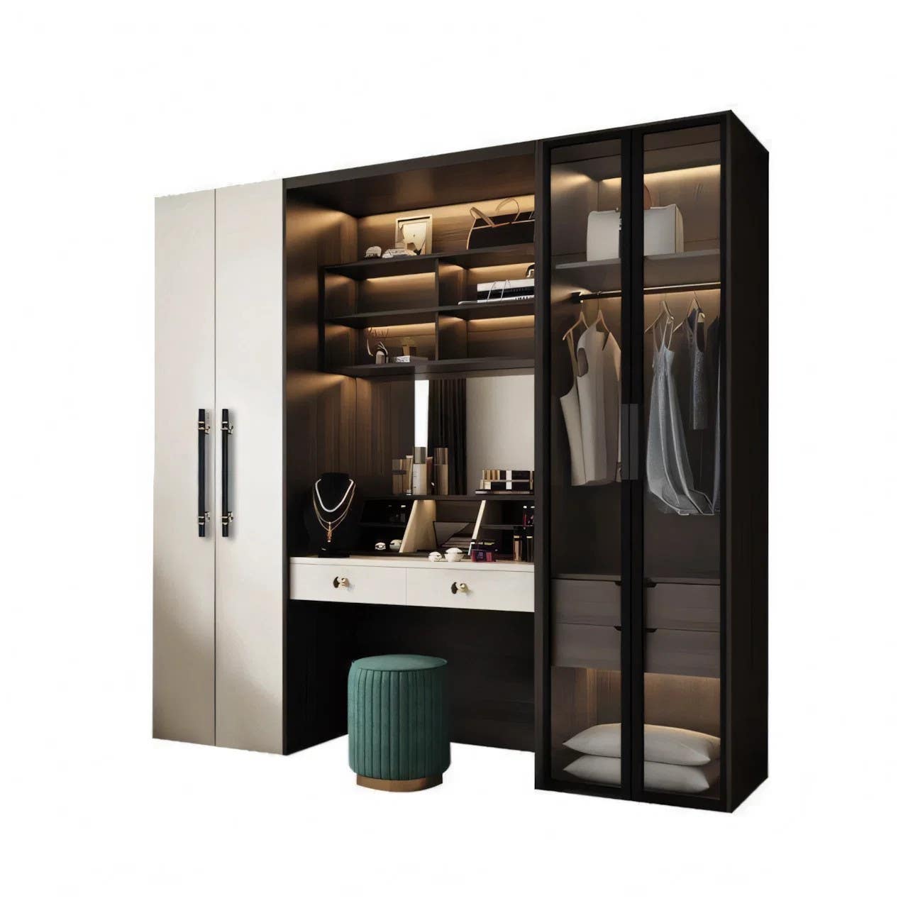 Wardrobe | White & Black | 240 x 50 x 220 | WD12