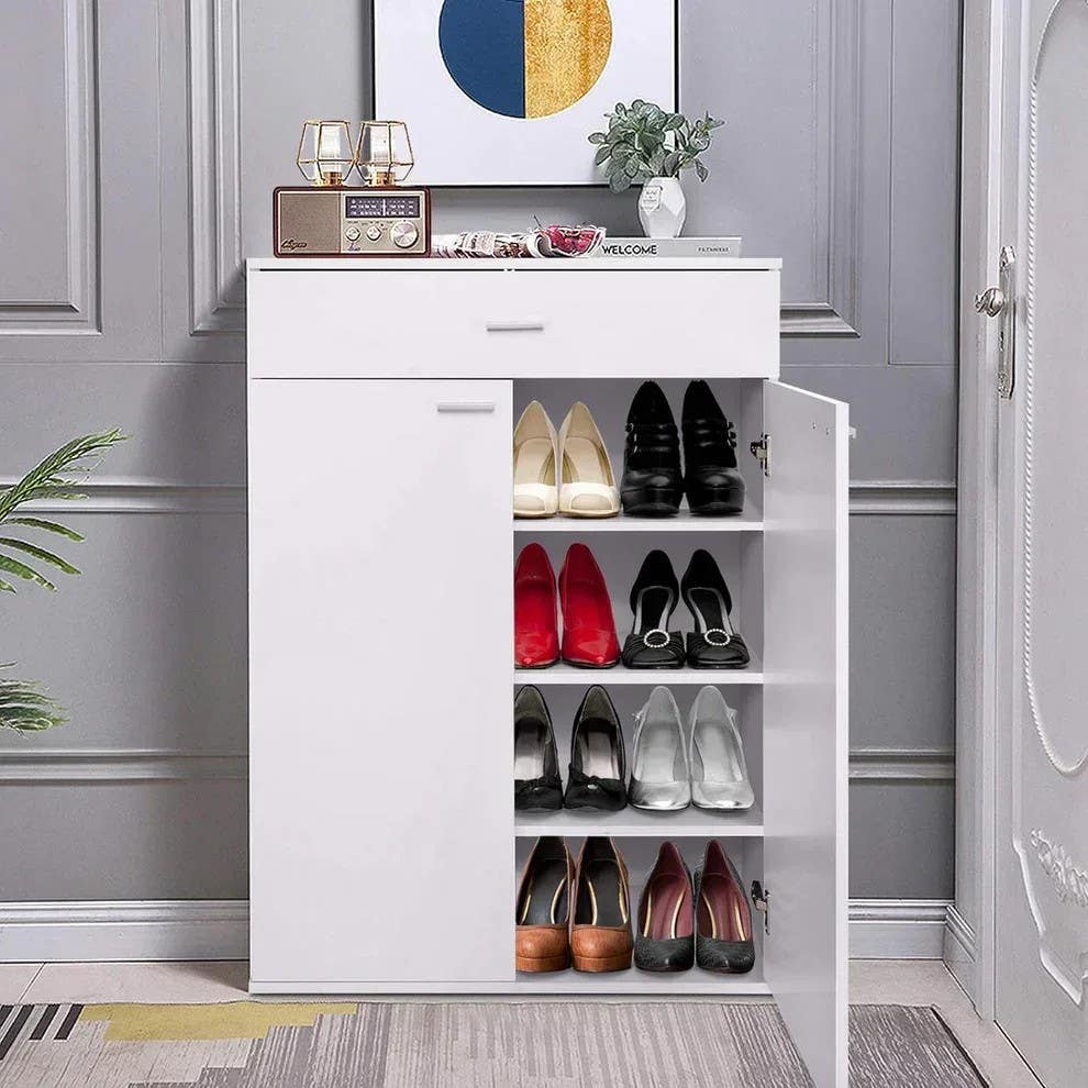 FURNiLE LOTTIE Shoe Cabinet - MDF - 80x40x110cm, White