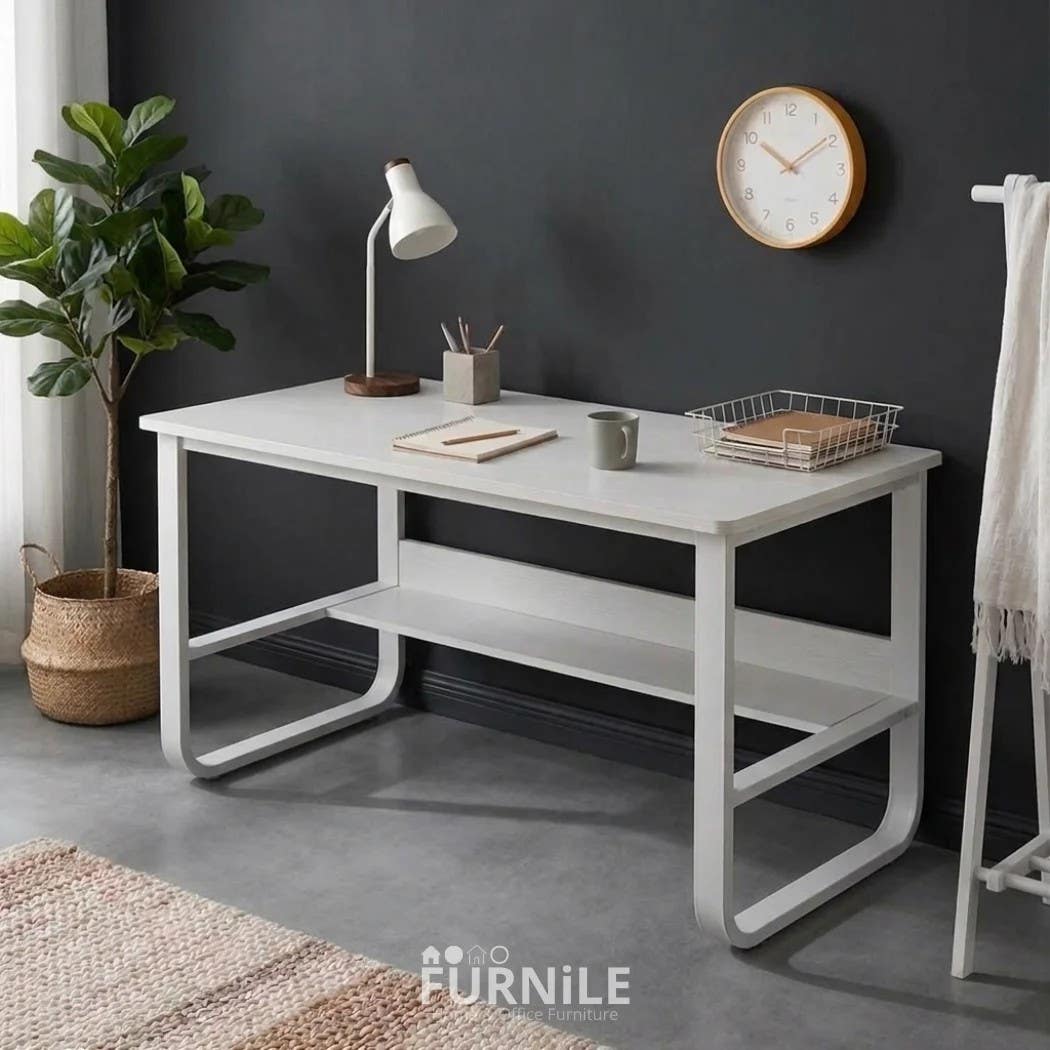 FURNiLE Modern Office Desk with Metal Frame - 120x60cm, MDF - DSK1580046
