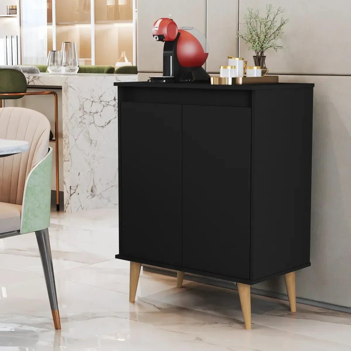 FURNiLE LYNN Coffee Corner Organizer - Modern MDF Design, 60x35x80cm