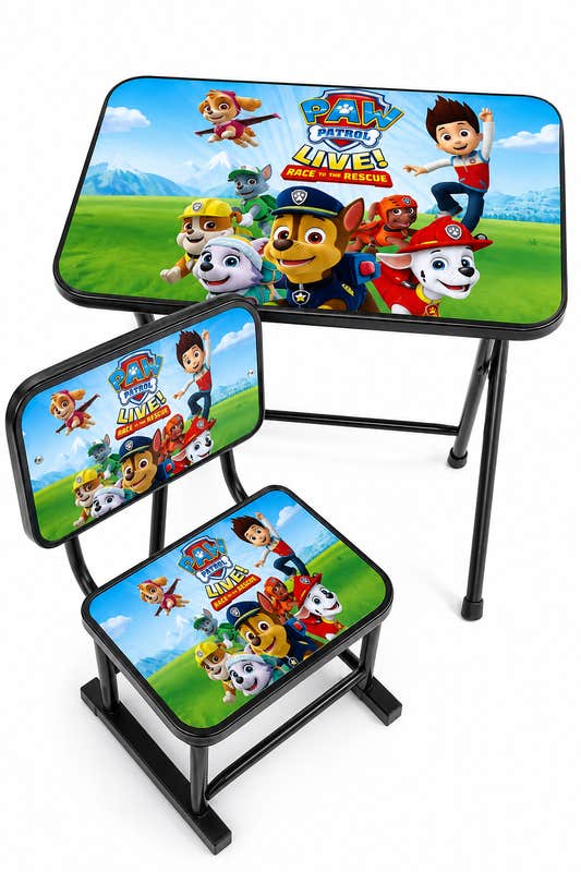 Kids Study Table & Chair Set, Cartoon Shapes, Foldable - Model 2026, No. 2