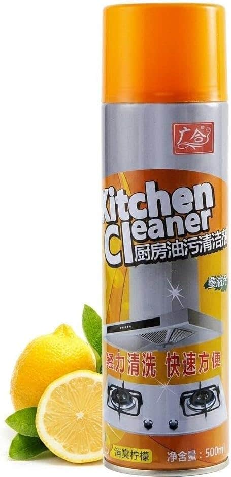 Foaming Kitchen Grease Remover Spray - 500ml, Fresh Lemon Scent