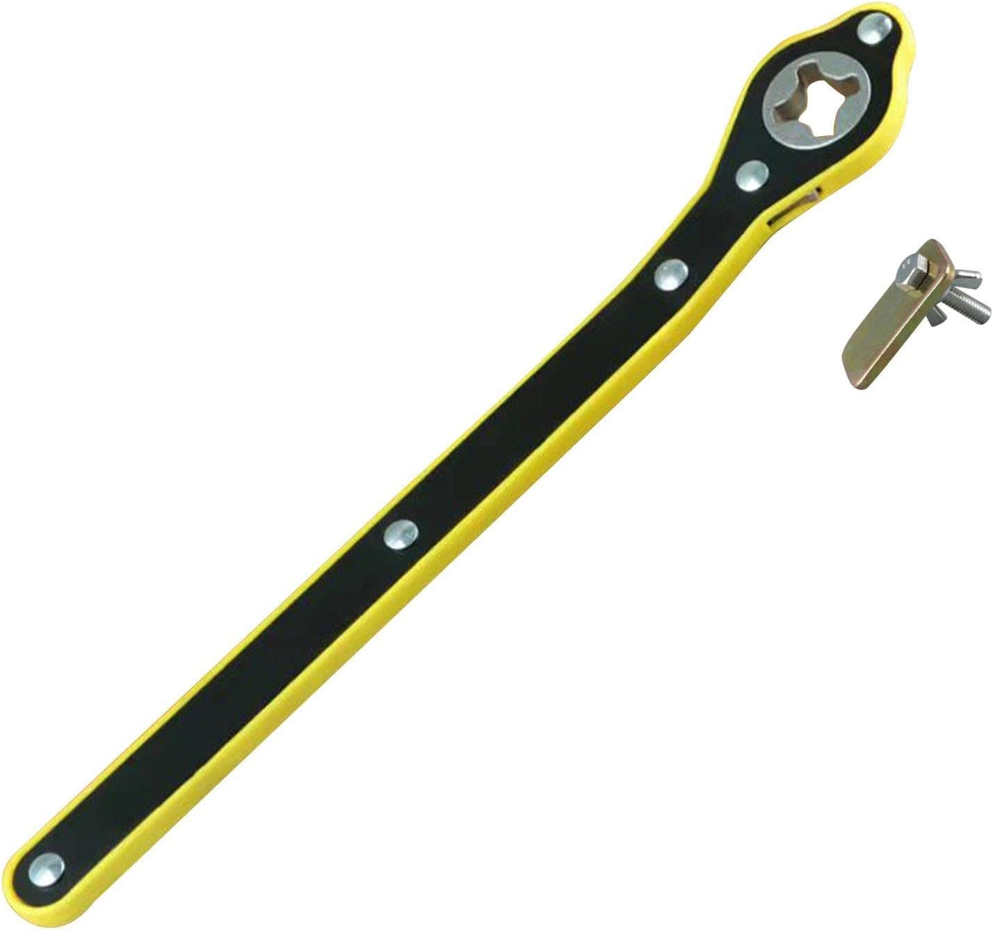 QWLWBU Car Jack Ratchet Wrench 360° Swivel, Labor-Saving Long Handle - Yellow+Black