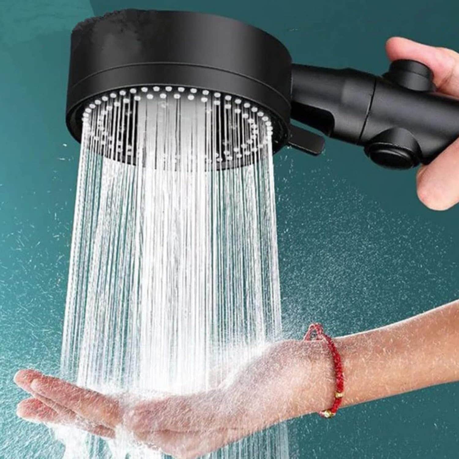 Demiawaking High Pressure Handheld Shower Head | 6 Spray Modes | Water-Saving | Black-A