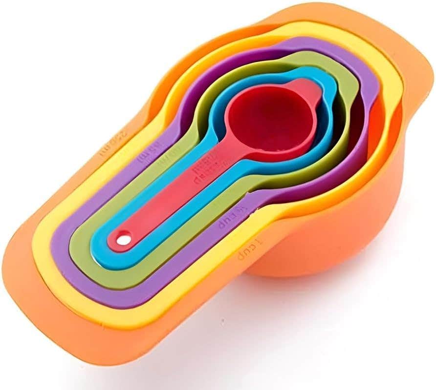 DE LUJO 6-Piece Multicolor Standard Cooking Spoons Set, Durable Plastic