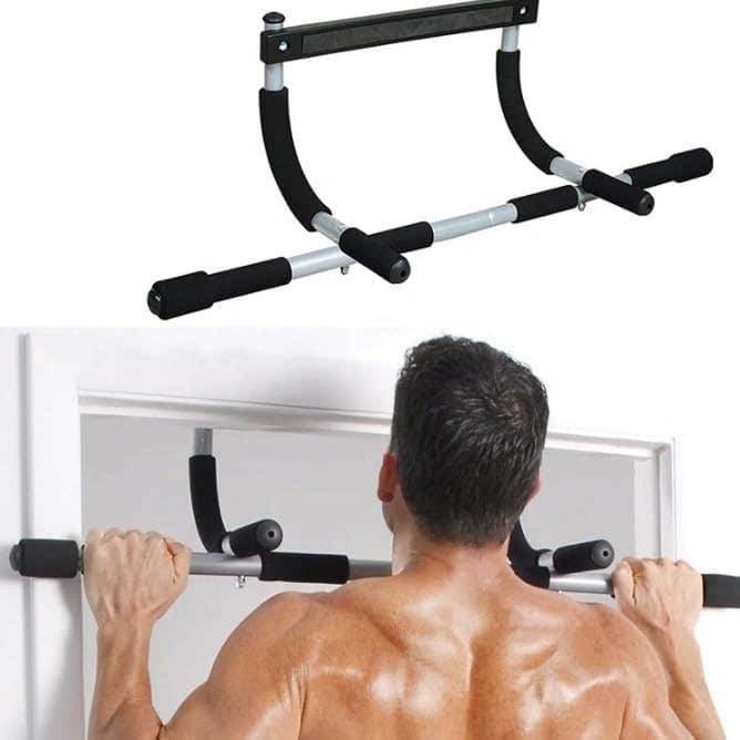 Doorway Pull Up Bar for Home Fitness - Steel Multi Grip Strength - Silver