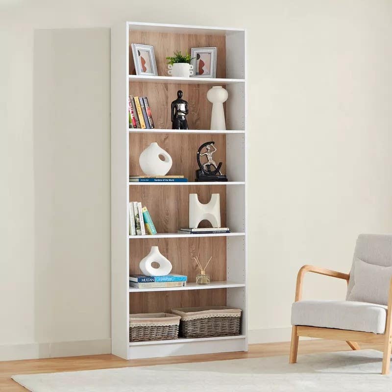 Modern G13 Bookcase - Melamine Coated MDF, Metal Frame - 80x28x202cm
