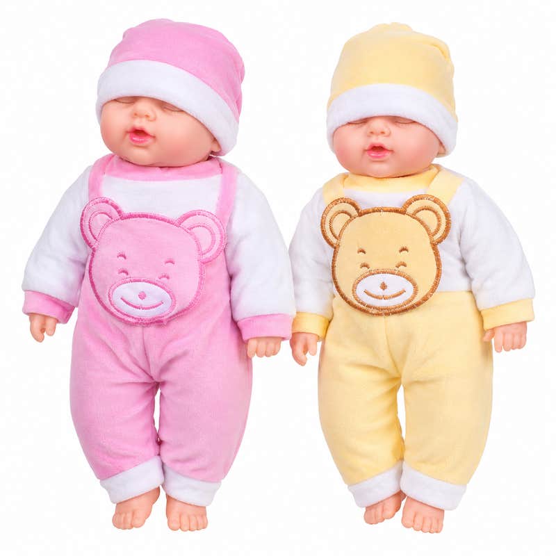 Abosefen Baby Doll with Winter Clothes & Cute Bear Design – Pink & Yellow