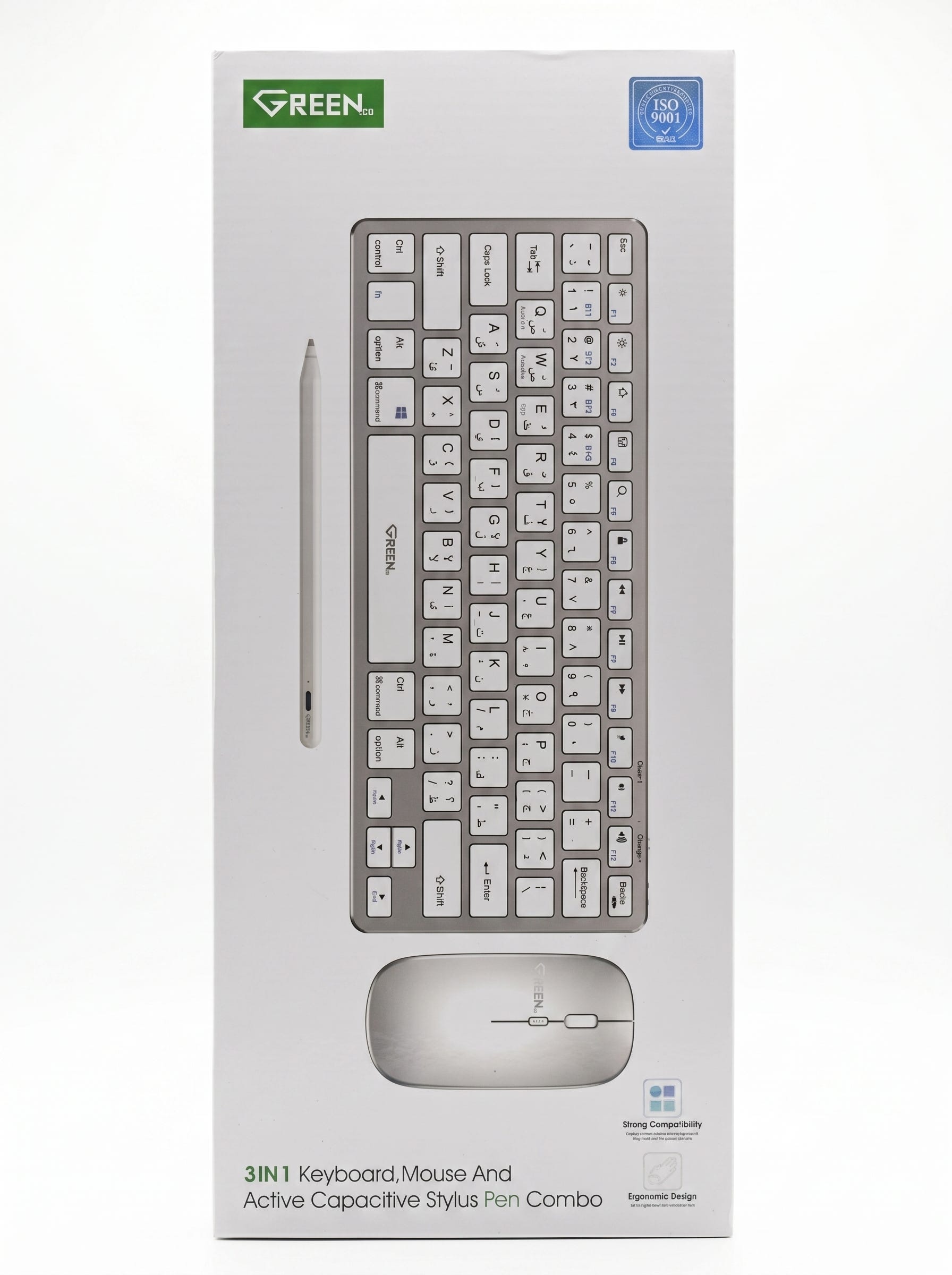 Green 3-in-1 Wireless Keyboard Combo with Mouse & Active Pen