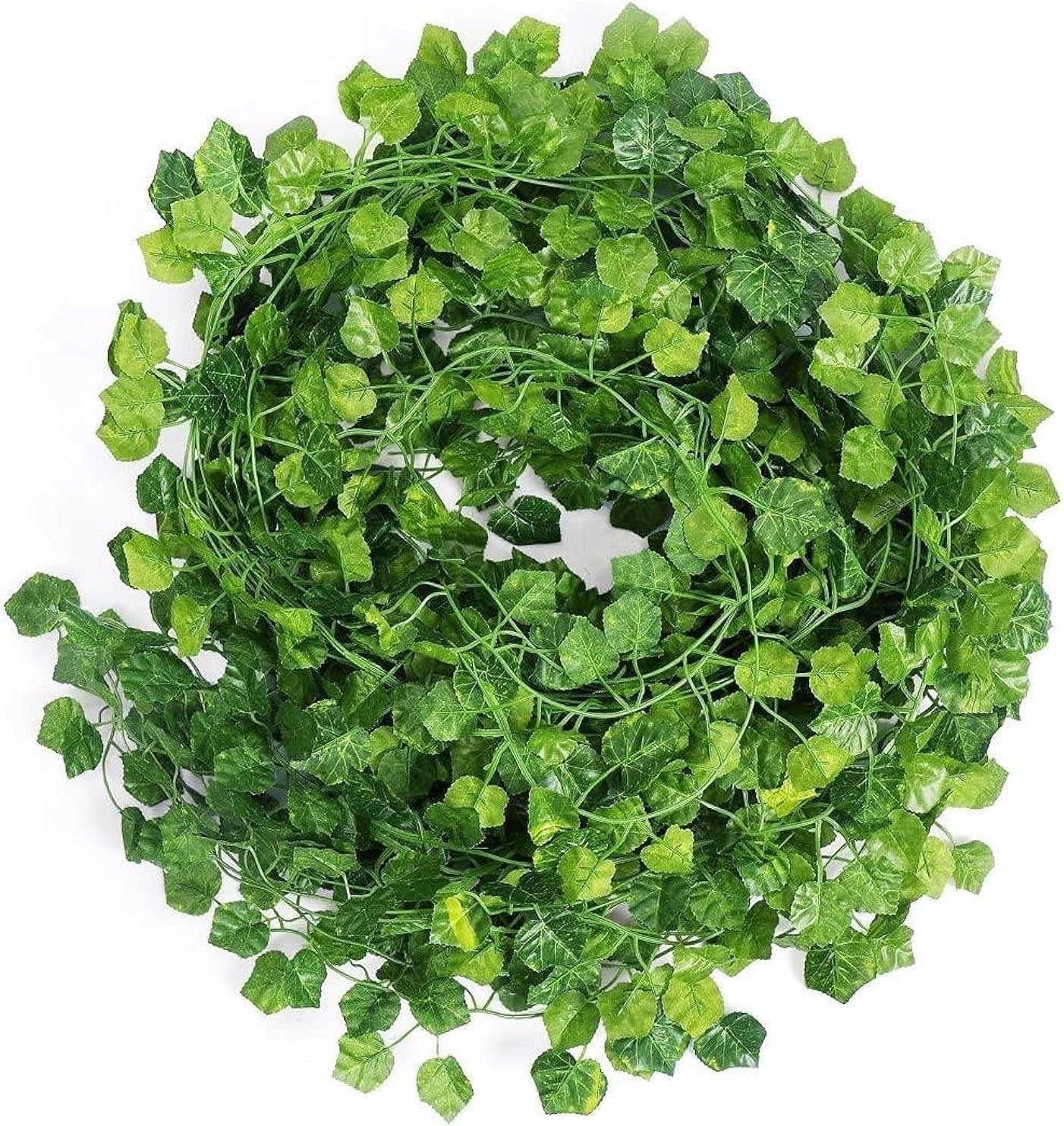 12 Branches Artificial Green Leaves for Home Decoration