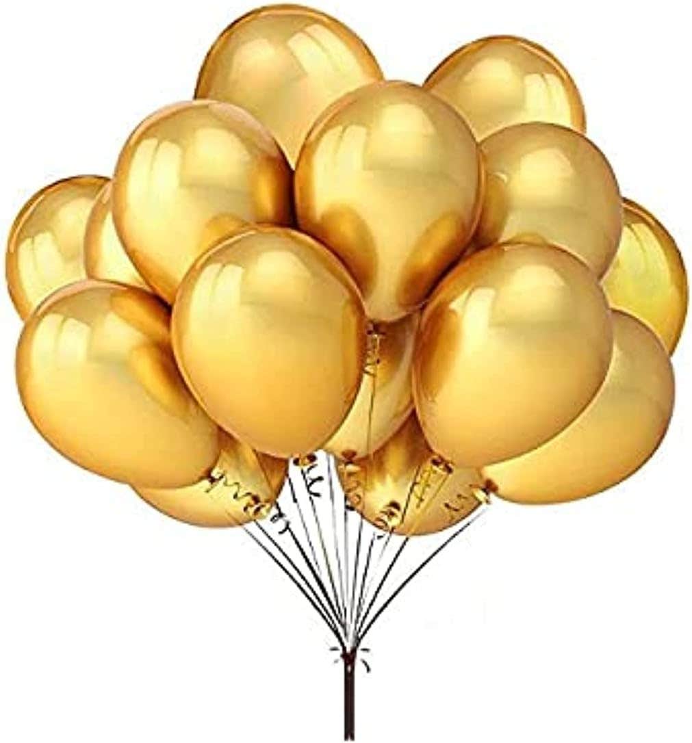 Golden Latex Balloons 50pcs - 12in, 1.8g Thick Balloons for Parties and Events