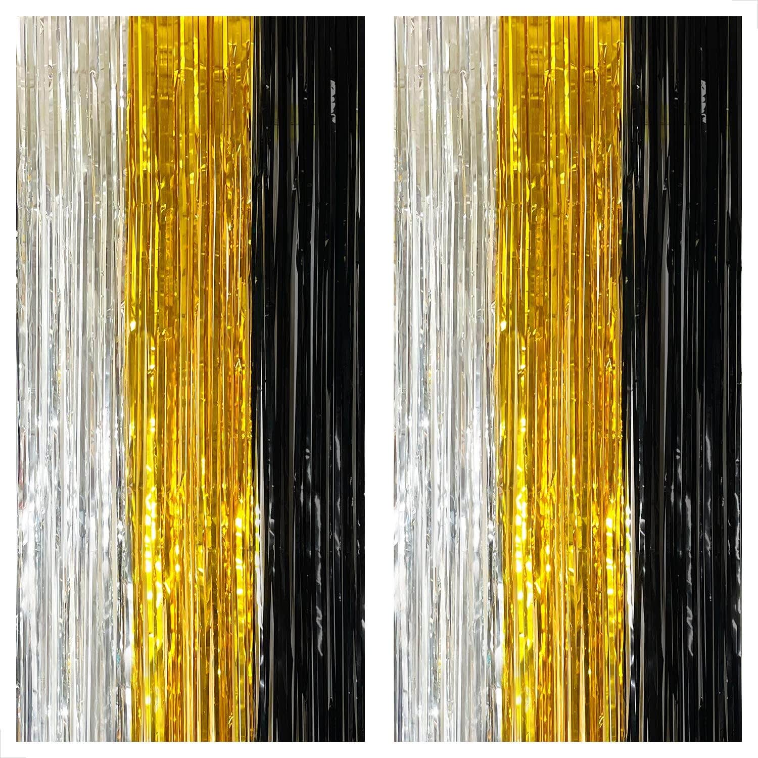 KatchOn Metallic Foil Curtains With 3 Packs For Party 8x6.4 Feet - Multi Color