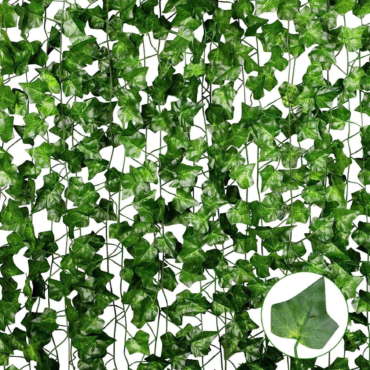 Solikdm 12 Pack Artificial Ivy Leaf Garland - 82 Ft Vine for Indoor Outdoor Decor