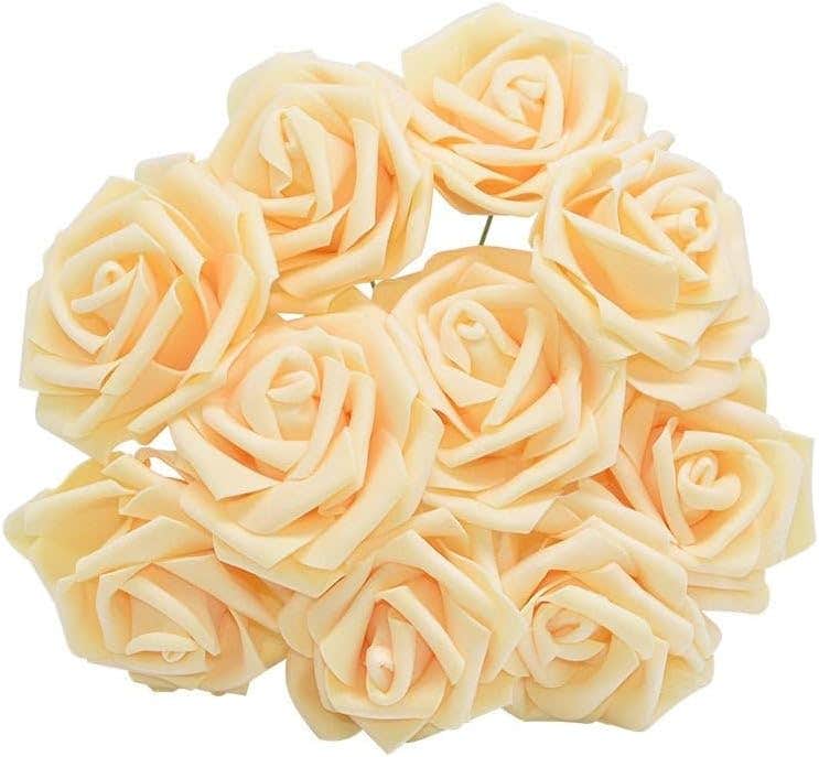 Luxury Light Orange Foam Flowers for Event Decor - Set of 50