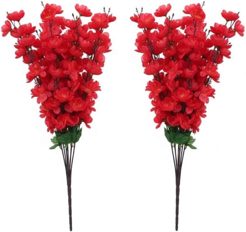 Artificial Apricot Flowers Bouquet Colors Red Attractive 2 Set