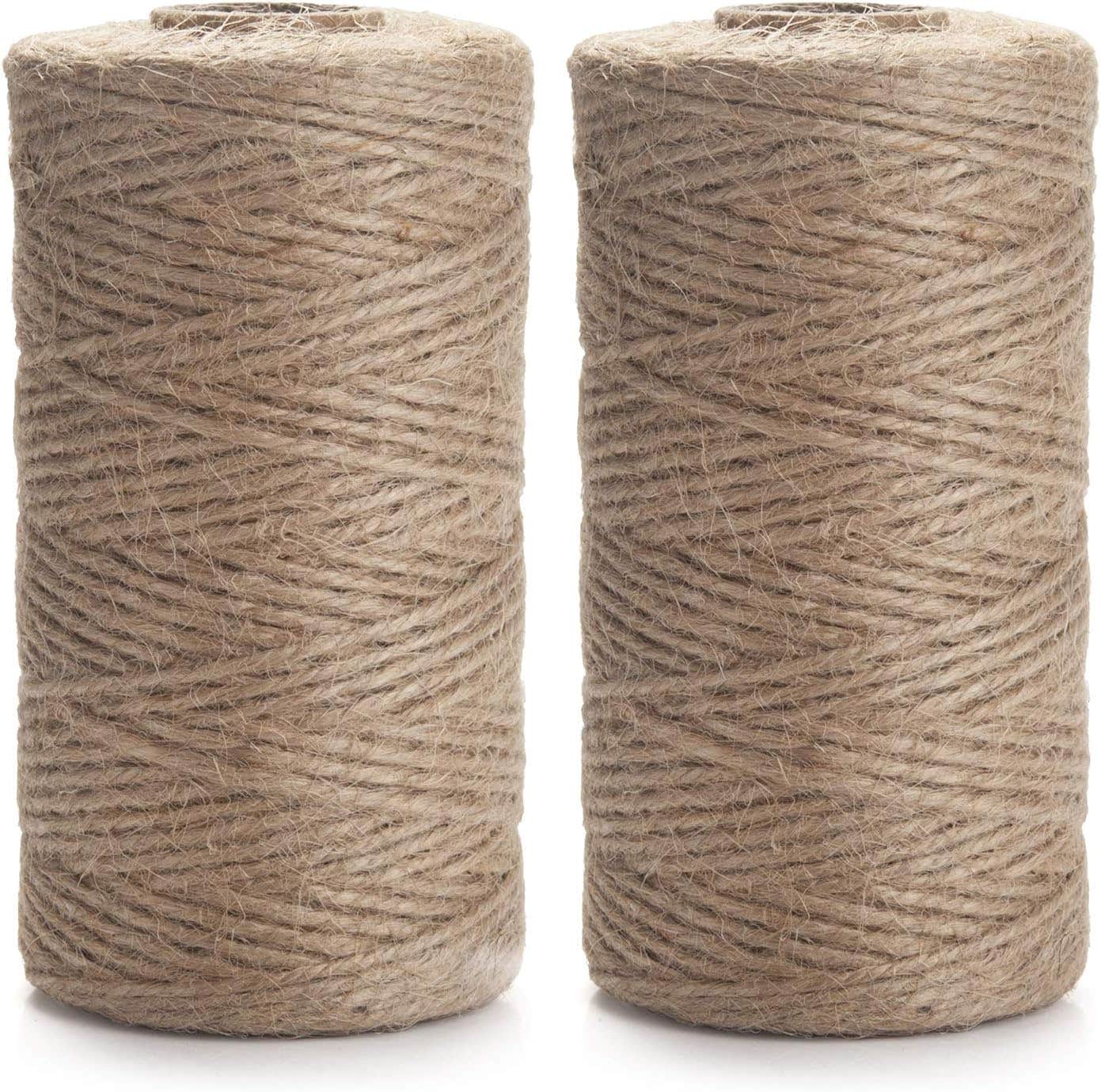 Natural Jute Twine 2 Pack - 656ft Crafting String for Gardening & DIY