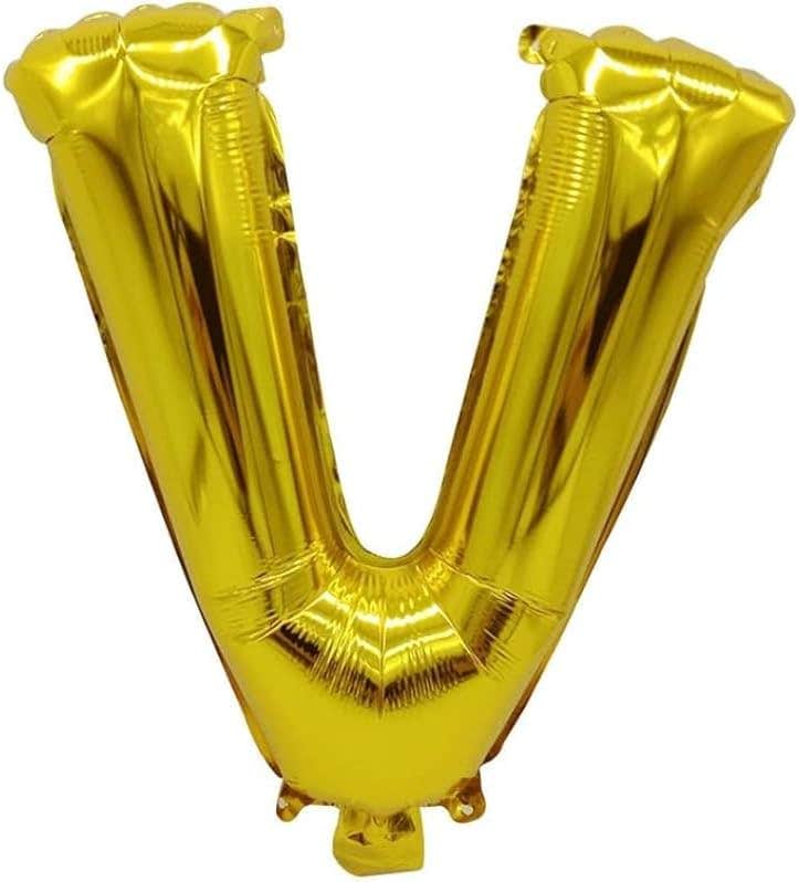 Large Gold Foil Letter V Balloon for Birthday Party Decoration - 16 Inch
