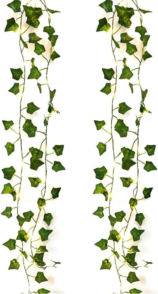 ZONBO 20 LED Artificial Green Ivy Leaf Hanging Lights - 20 LED Lights for Home Wedding Decoration