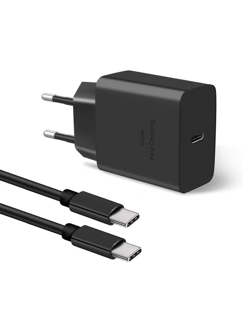 Samsung 45W Fast Wall Charger with 2m USB-C Cable, Compatible with Galaxy S, Note, A & Z Series - Black