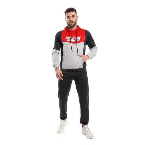 Caesar Rosetta Men's Training Tracksuit, with Hoodie and Pants - Black Grey
