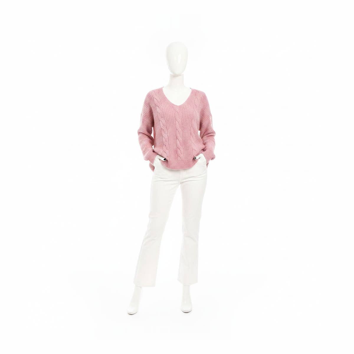 CAESAR Women's Wool Long V-Neck Pullover in Kashmere - One Size