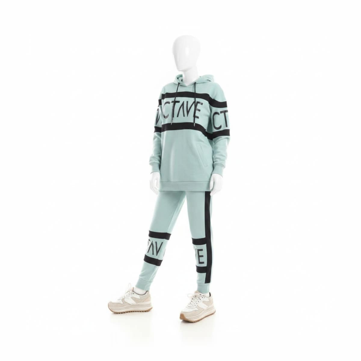 Caesar Women's Cotton Training Tracksuit, Hoodie and Pants - Light Green