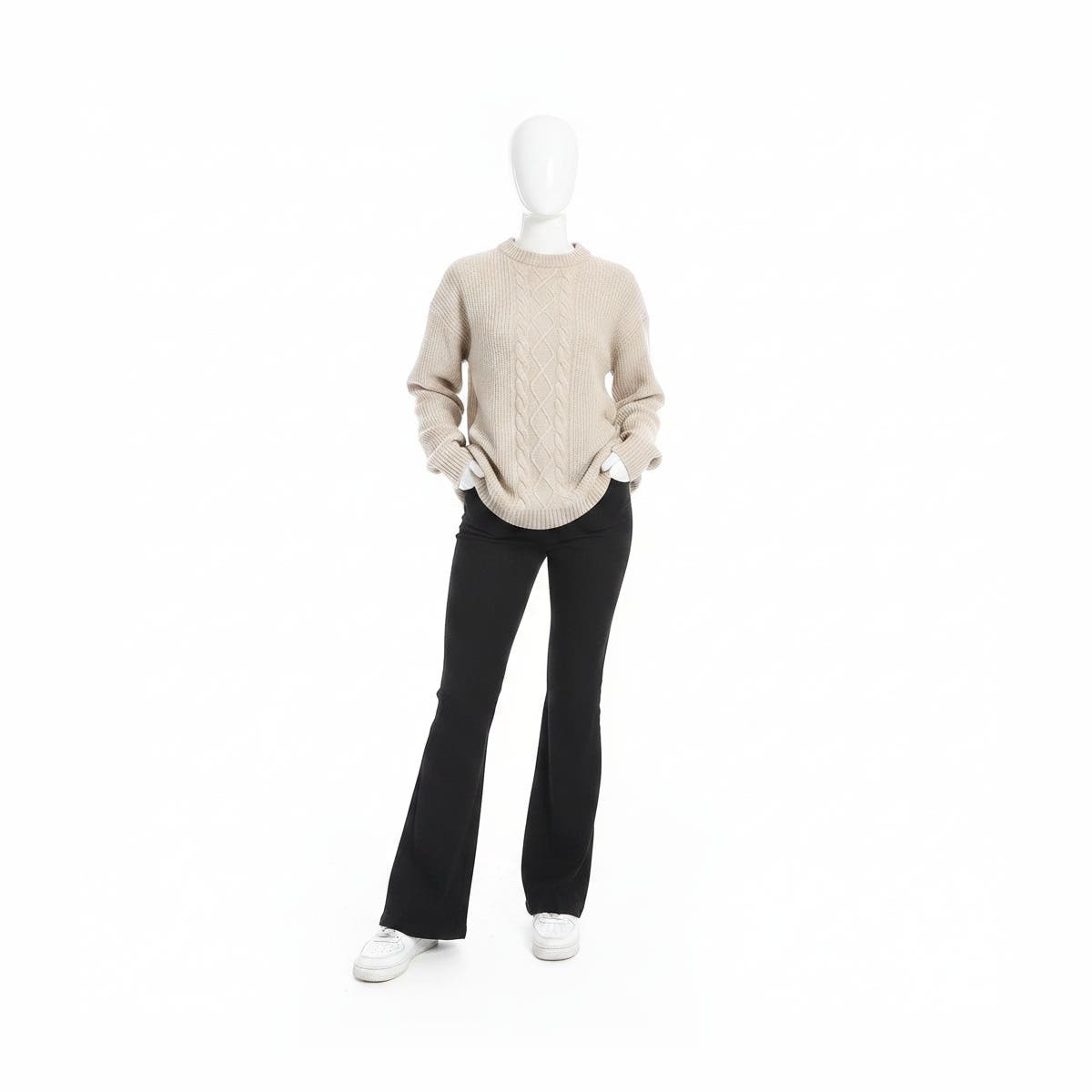 CAESAR Women's Wool Pullover with Multiple Designs - Beige