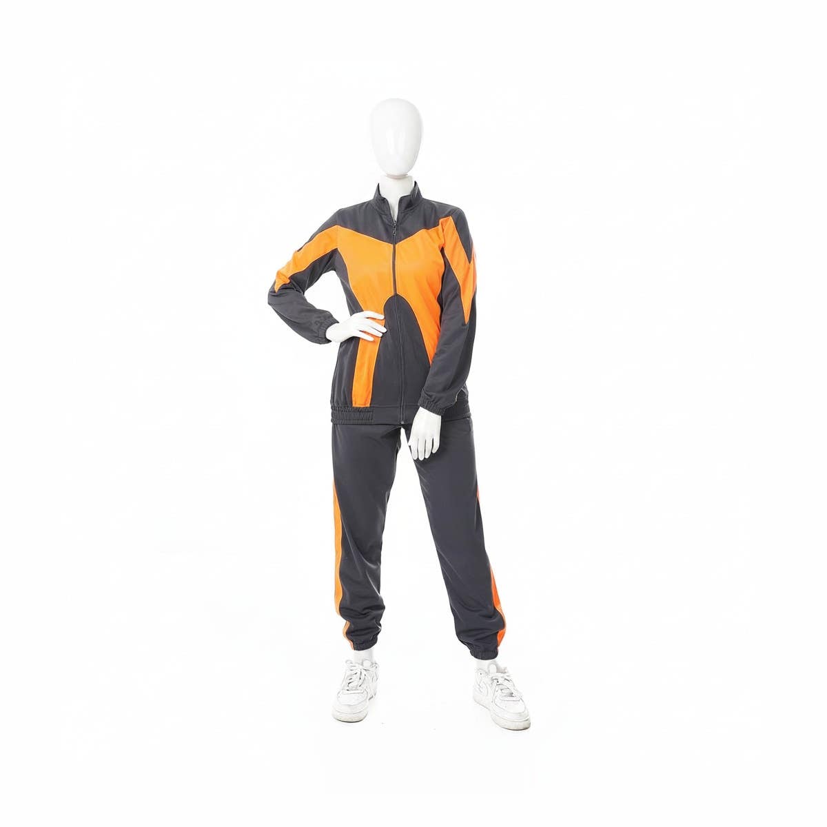 CAESAR Women's Gray Zippered Tracksuit Set - Active Sportswear