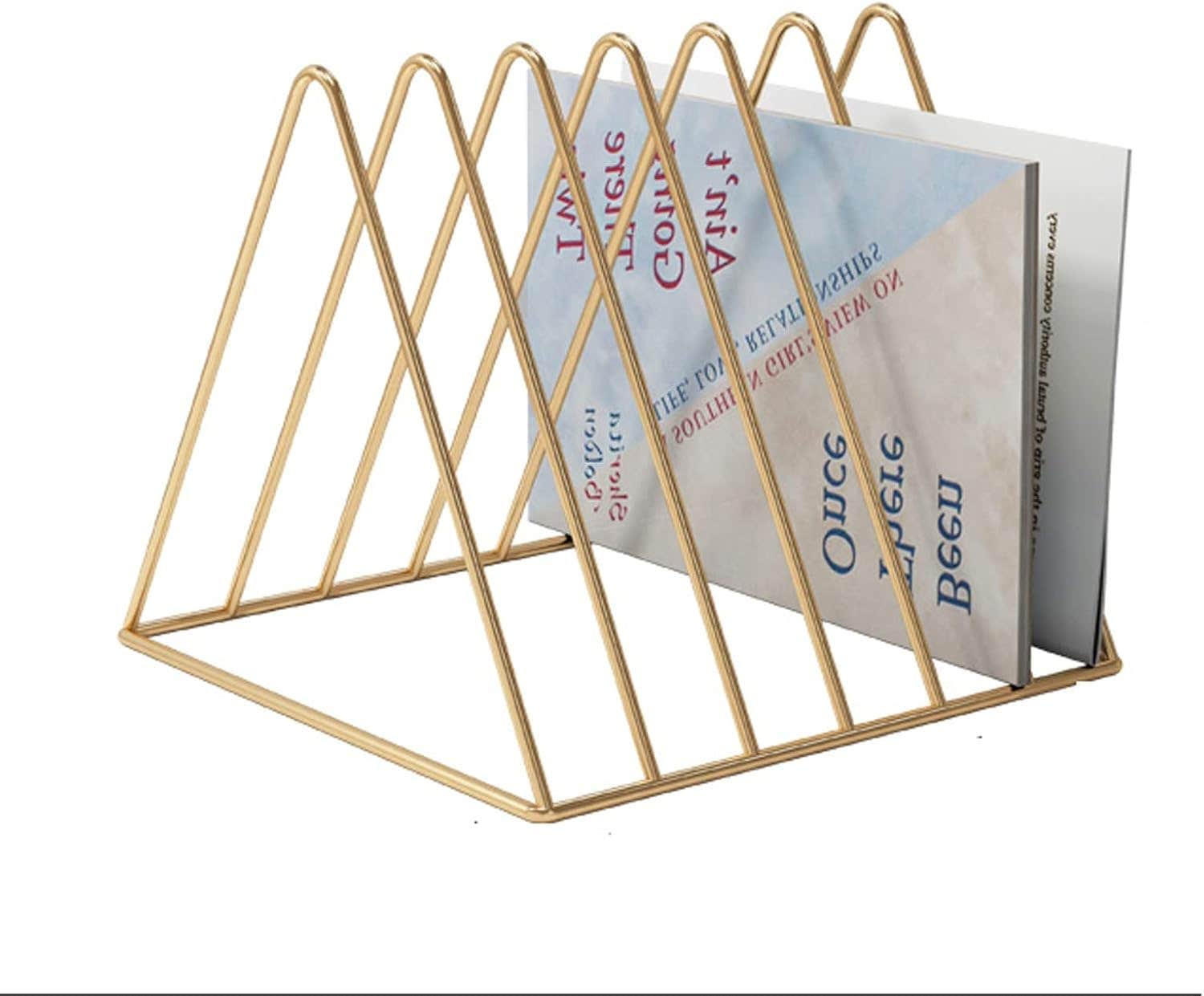 Golden Triangular Metal Wire Desktop Organizer, 6 Slots