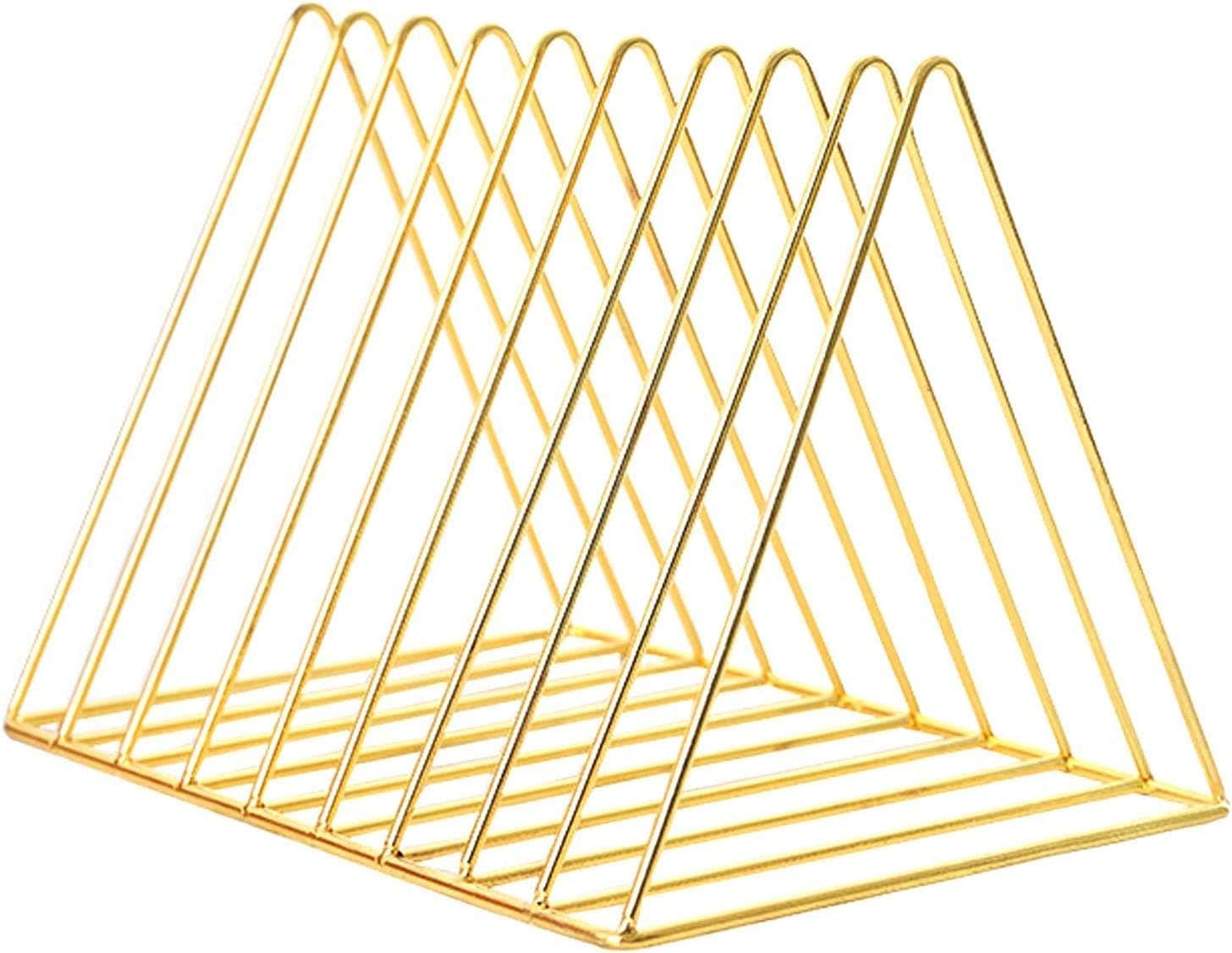 Golden Triangular Metal Wire Desktop Organizer 9 Slot