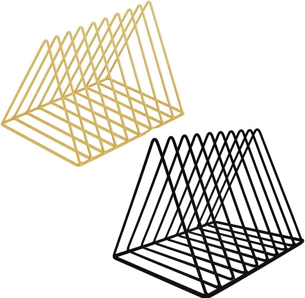 LYLYMIMITriangle Desk Organizer 7 Section , 2 Pack - Black+Gold