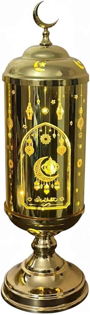 Stellar Stores Golden Glass & Metal Ramadan Lantern with LED Lighting