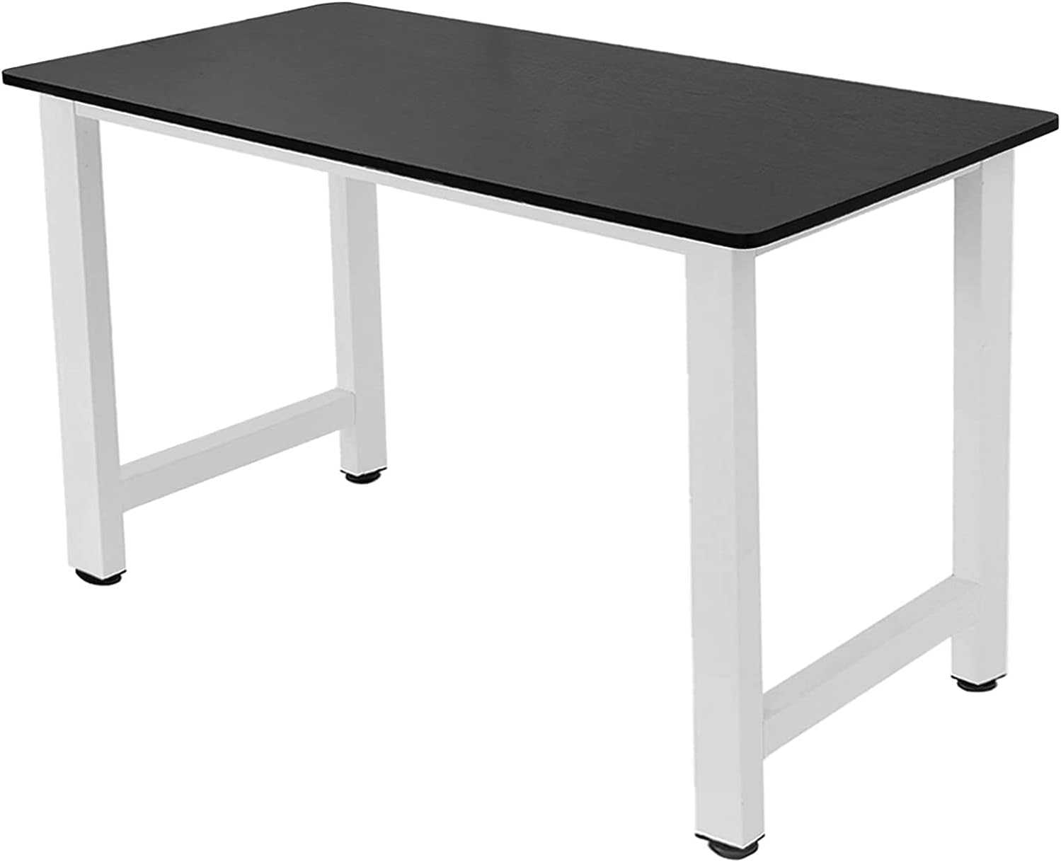 Stellar Stores Modern White Computer Desk with Steel Frame - Adjustable Home & Office Workstation