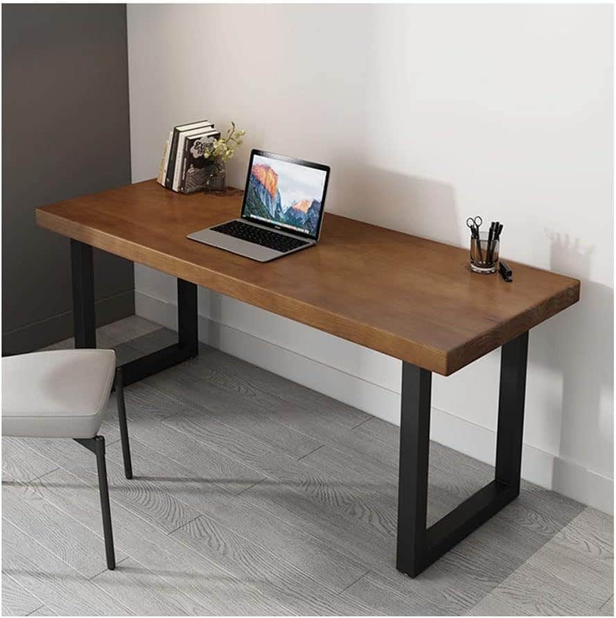 Solid Pine Wood Computer Desk - Durable Metal Stand - 280X100X75CM