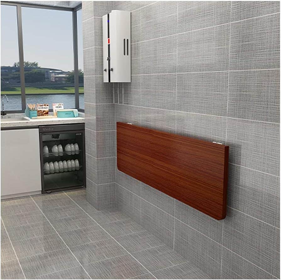 Wall-Mounted Folding Table, Brown, Space-Saving Dining & Laptop Desk - 30kg Support