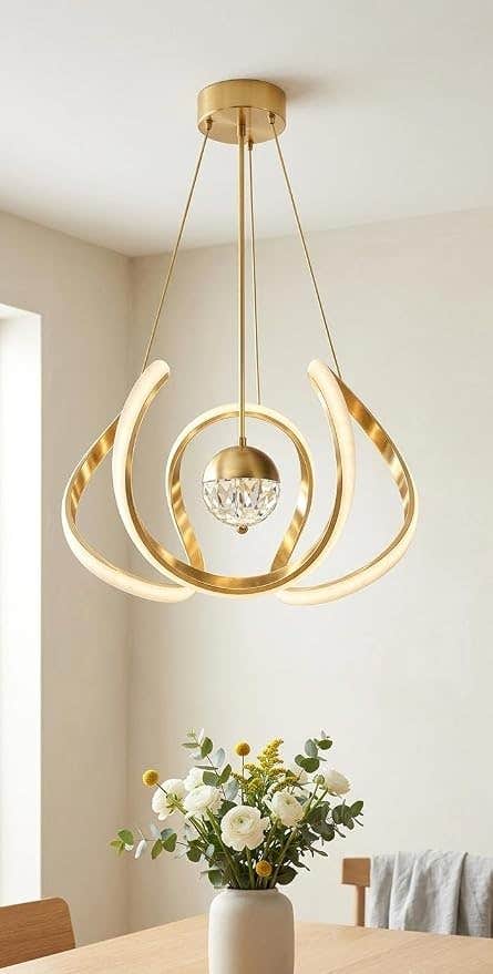 Modern Gold LED Chandelier with Remote Control - 3 Lighting Modes