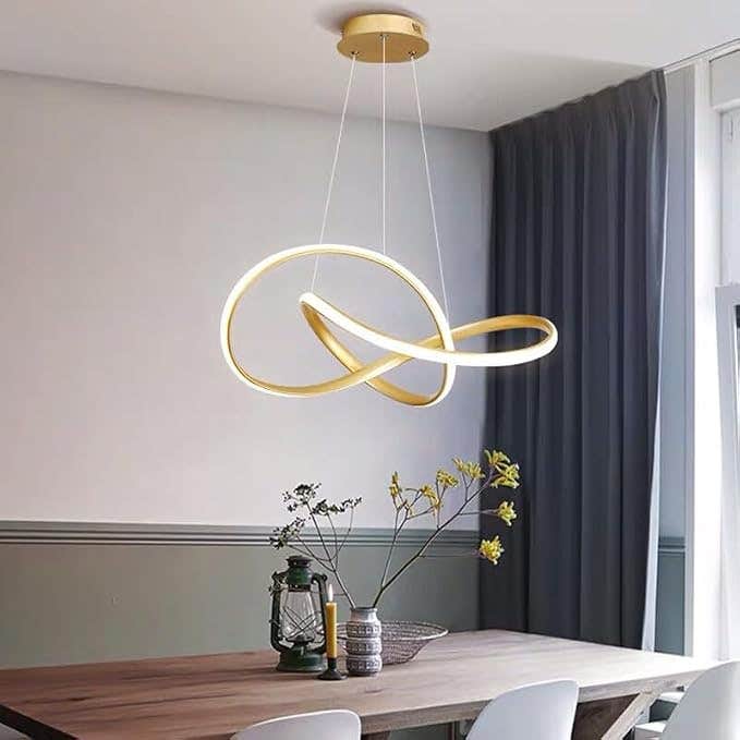 Gold Modern Spiral LED Chandelier with Remote Control - 3 Light Modes