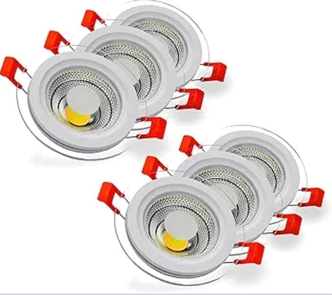 NX 6W LED Ceiling Light with Round Glass Frame, 3 Lighting Colors in 1 Lamp (Set of 6)