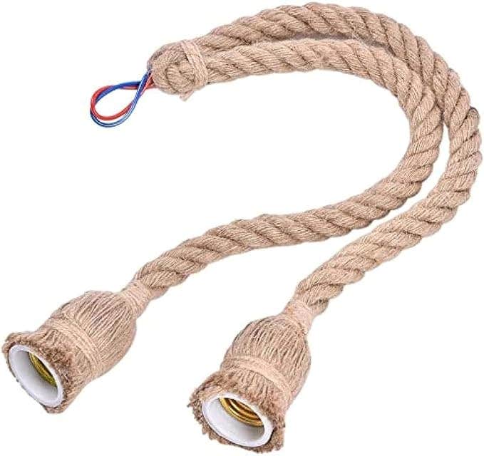 Acrylic Retro Hemp Rope Pendant Light/Chandelier - Black, One Year Warranty